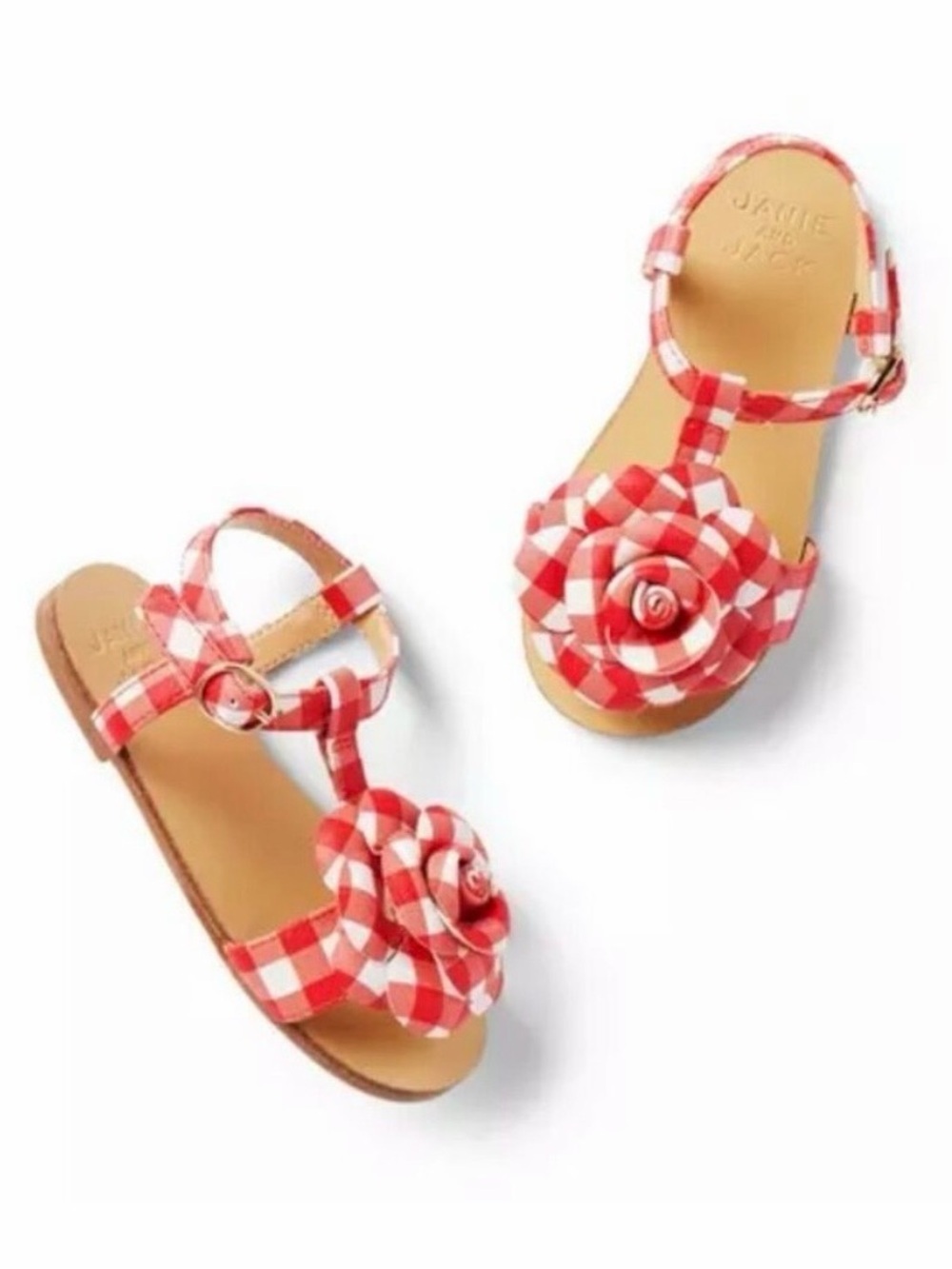 Janie and Jack | Red Gingham Rosette Sandals | Size 12 - Picture 1 of 11